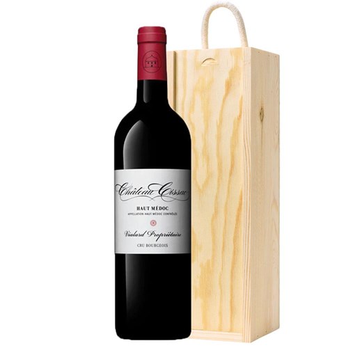 Chateau Cissac Cru Bourgeois Red Wine 75cl In Pine Wooden Gift Box